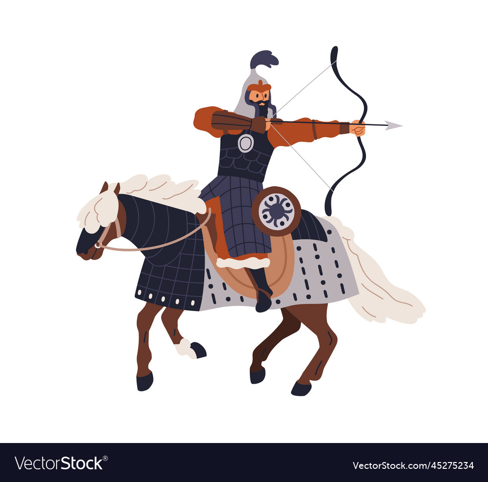 Mughal warrior mounted archer riding horseback Vector Image