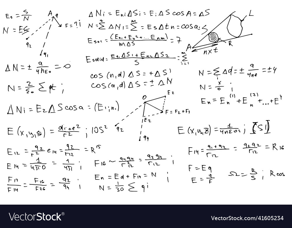 Physical formulas and equations written by hand Vector Image