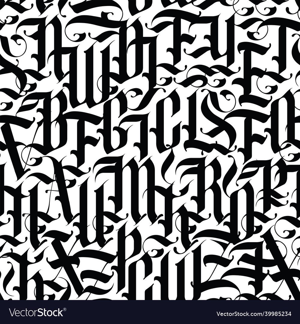 Seamless pattern with black gothic letters Vector Image