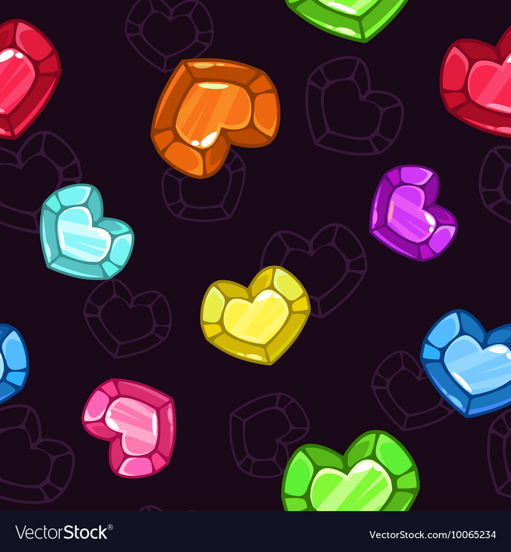 Seamless pattern with colorful crystal hearts Vector Image