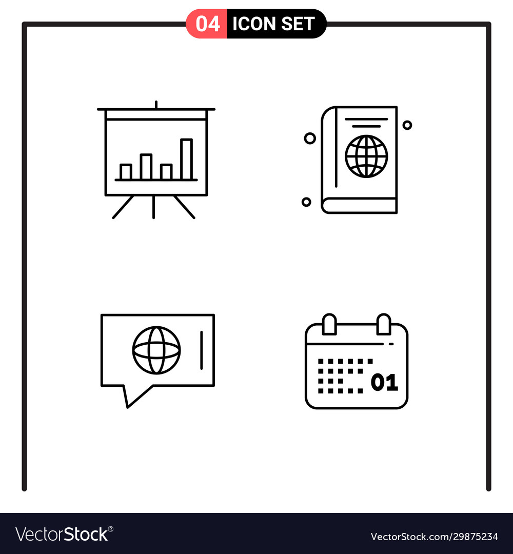 Set 4 line style icons for web and mobile vector image Set 4 line style icons for web and mobile