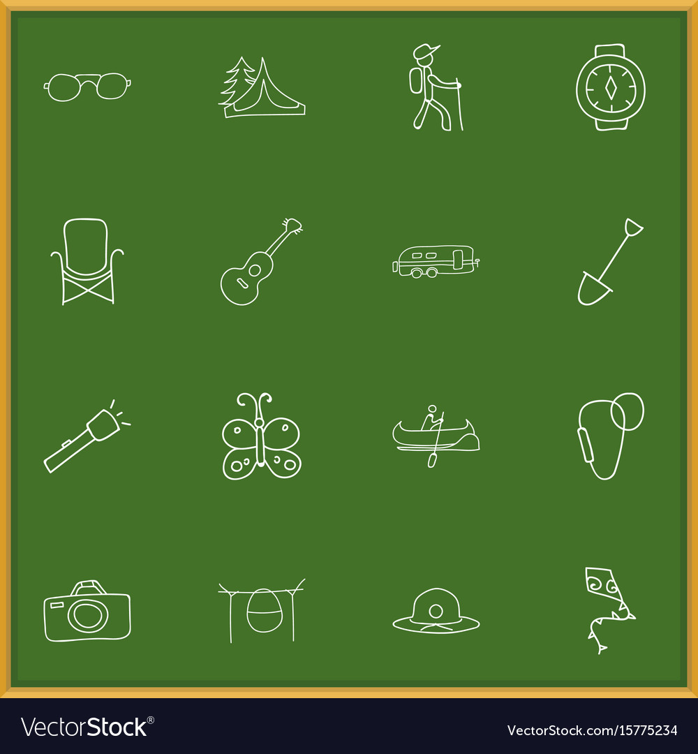 Set of 16 editable travel icons includes symbols