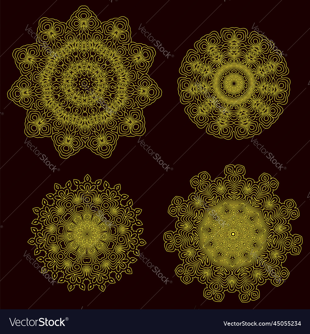 Set of yellow circle geometric ornaments