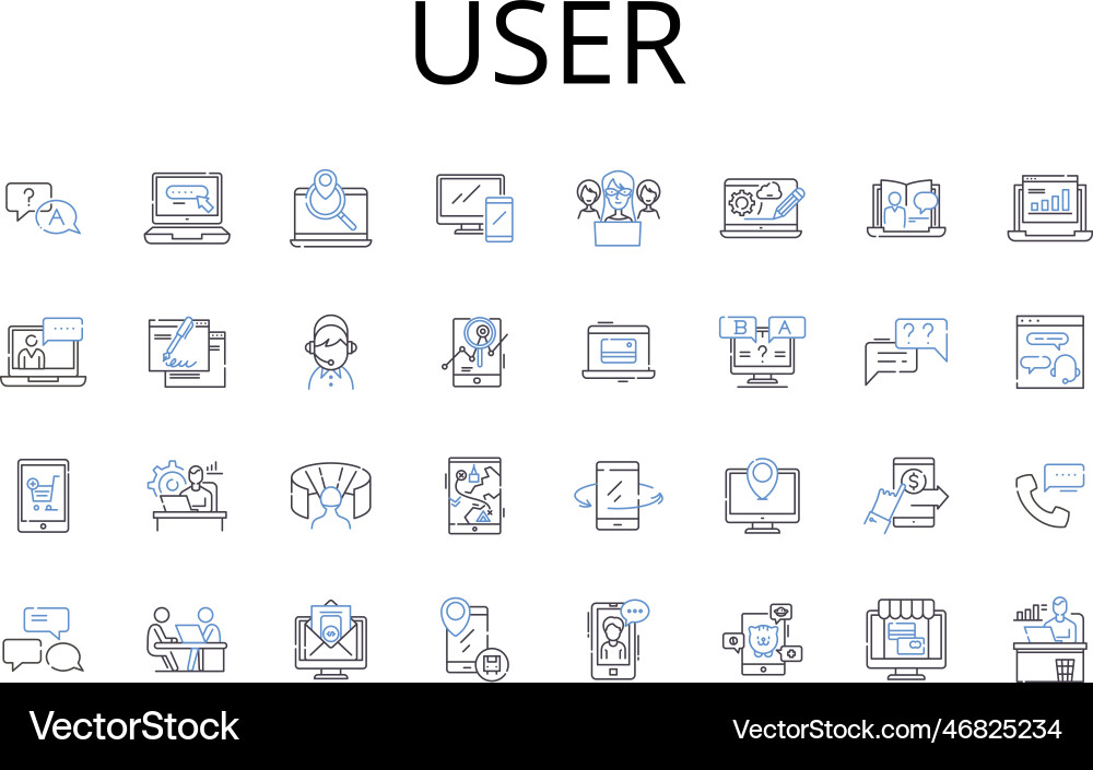User line icons collection consumer client Vector Image