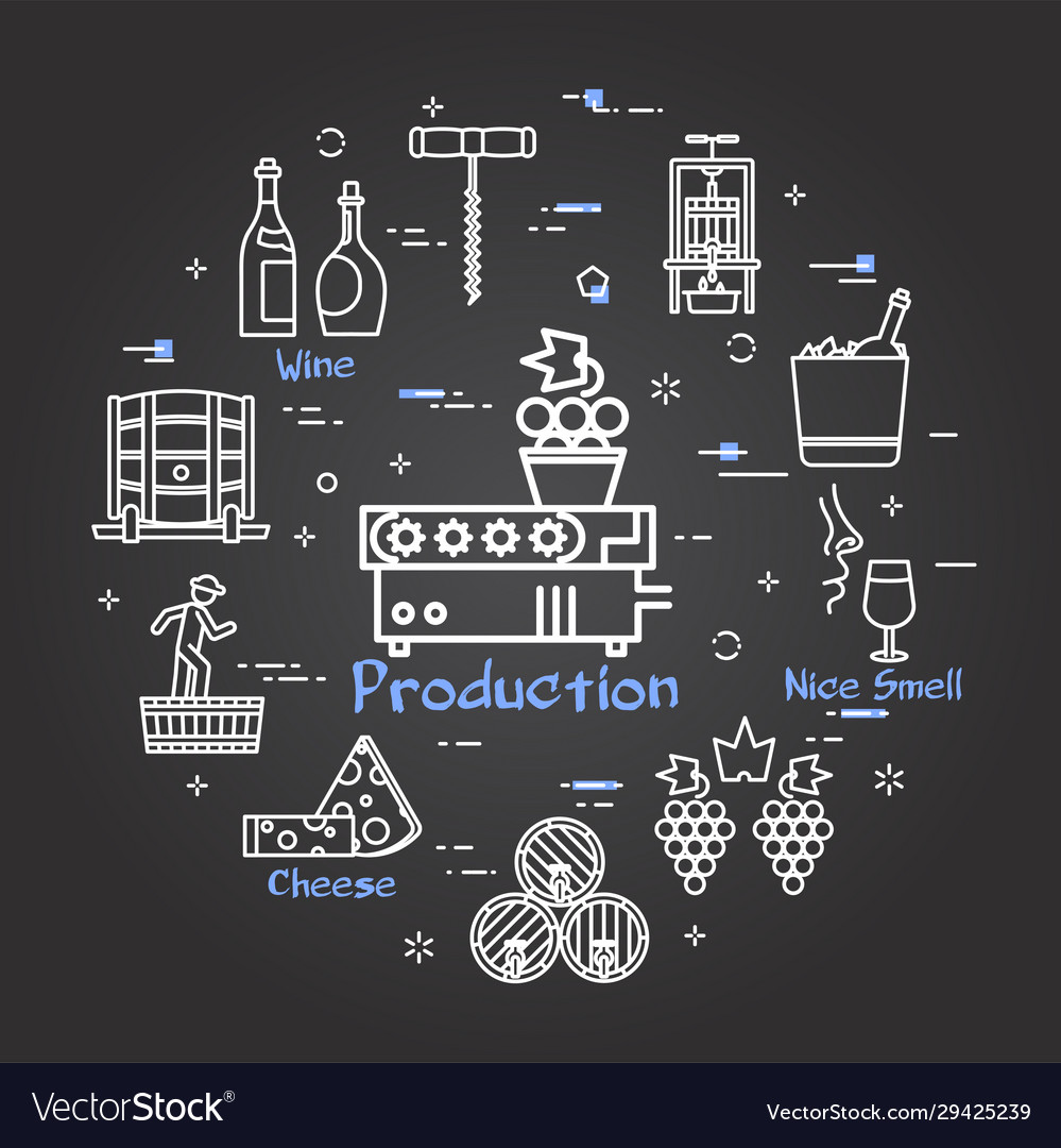 Black Banner Winemaking Production Process Of Vector Image