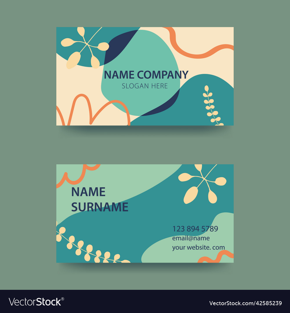 Business card design in soft pastel colors modern vector image Business card design in soft pastel colors modern