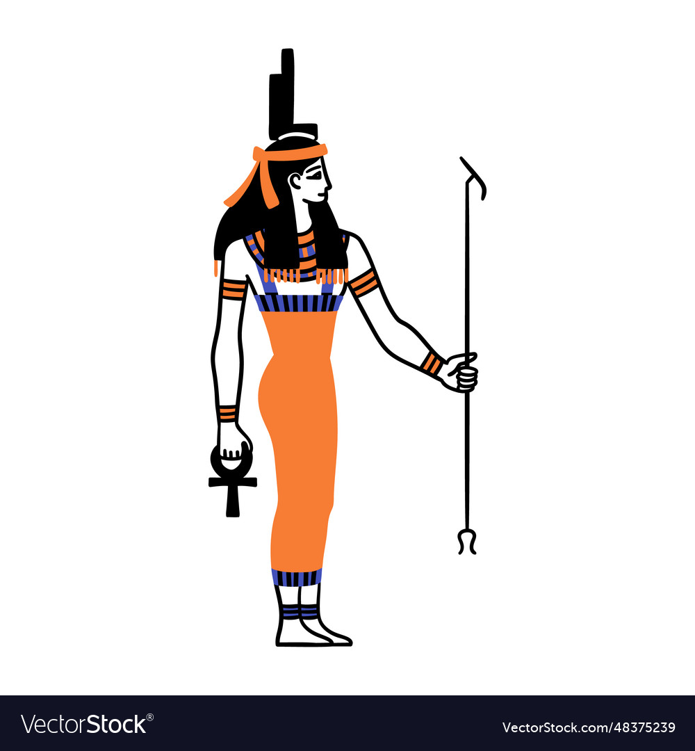 Cartoon color character egyptian god isis Vector Image