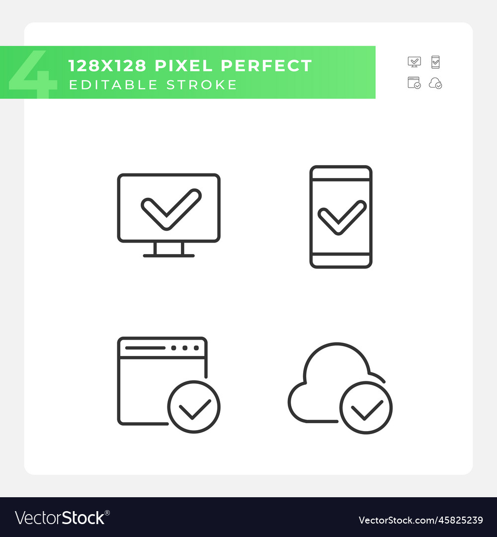 Checkmarks in digital technologies pixel perfect vector image Checkmarks in digital technologies pixel perfect