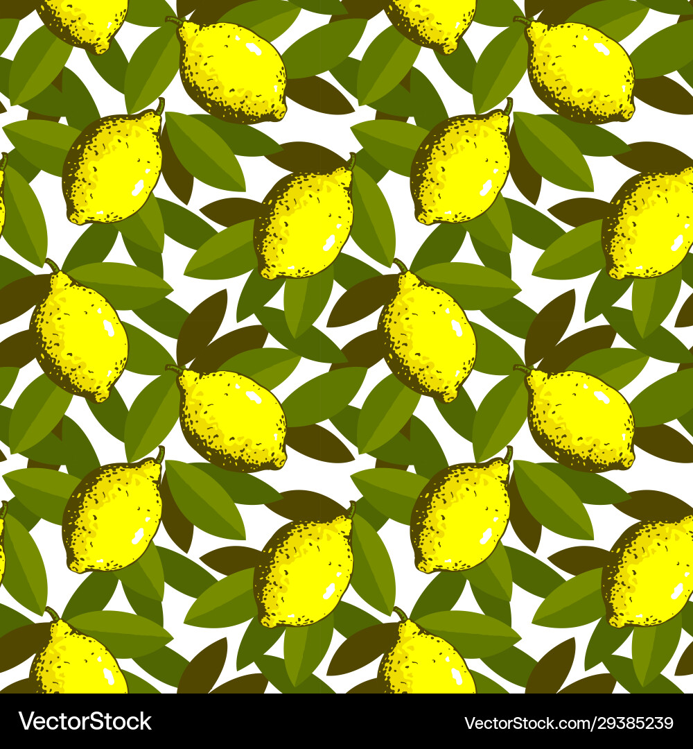 Fruits pattern with yellow fresh lemons Royalty Free Vector