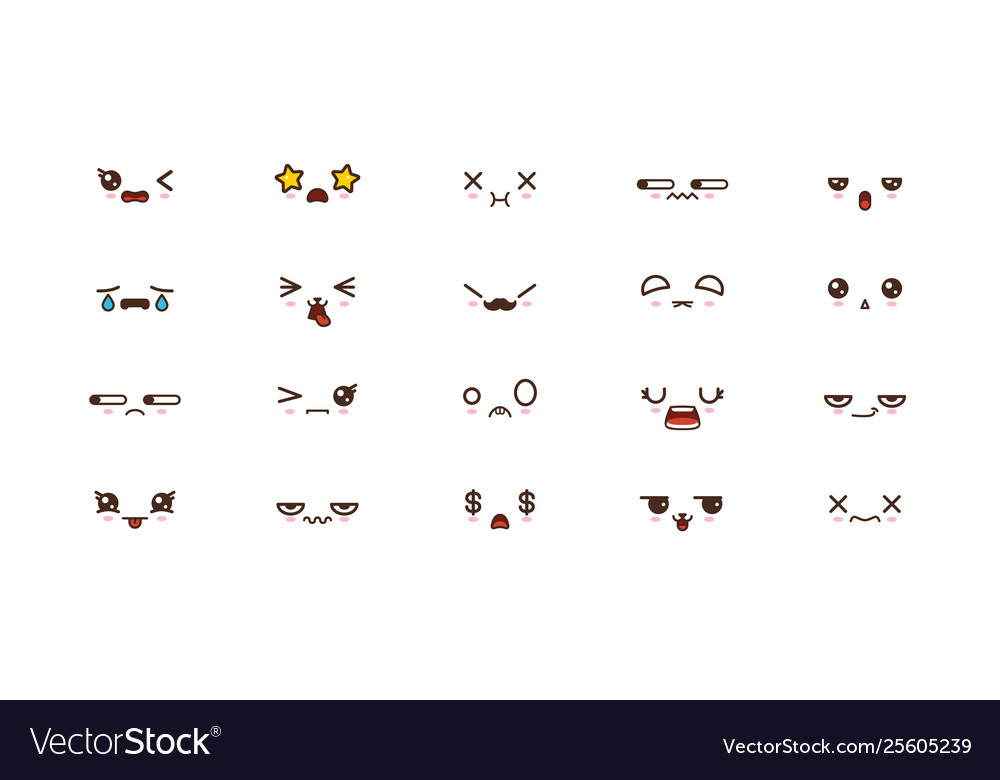 Kawaii cute faces smile emoticons japanese emoji