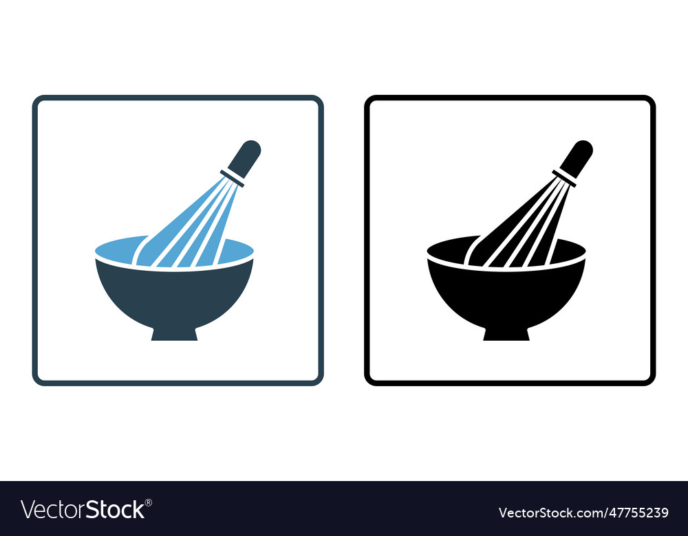 Mixing bowl icon with whisk related