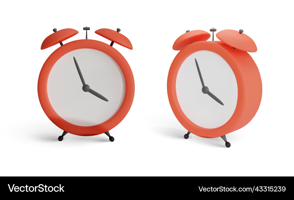 Red Alarm Clock Vector Realistic Detailed 3d Red Alarm Clock. Vector