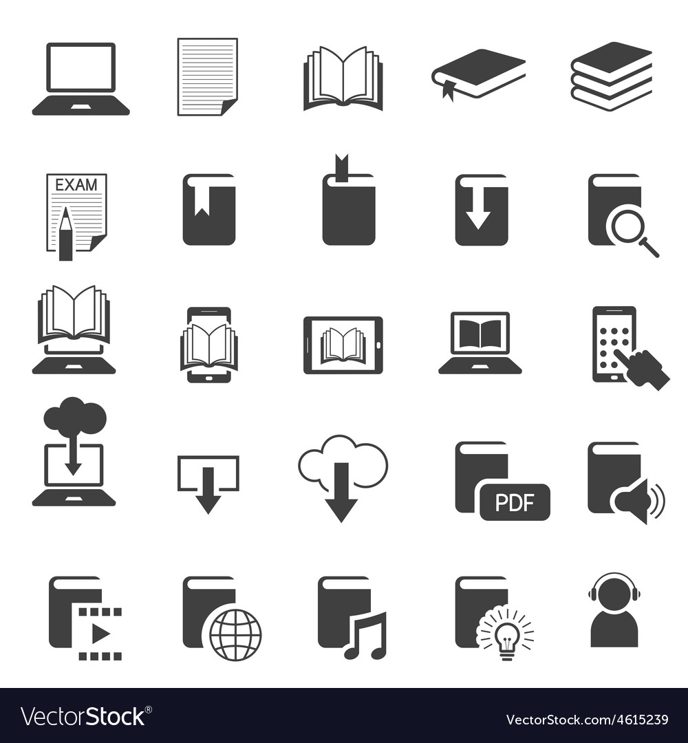 School online e-learning e-book book icons set Vector Image