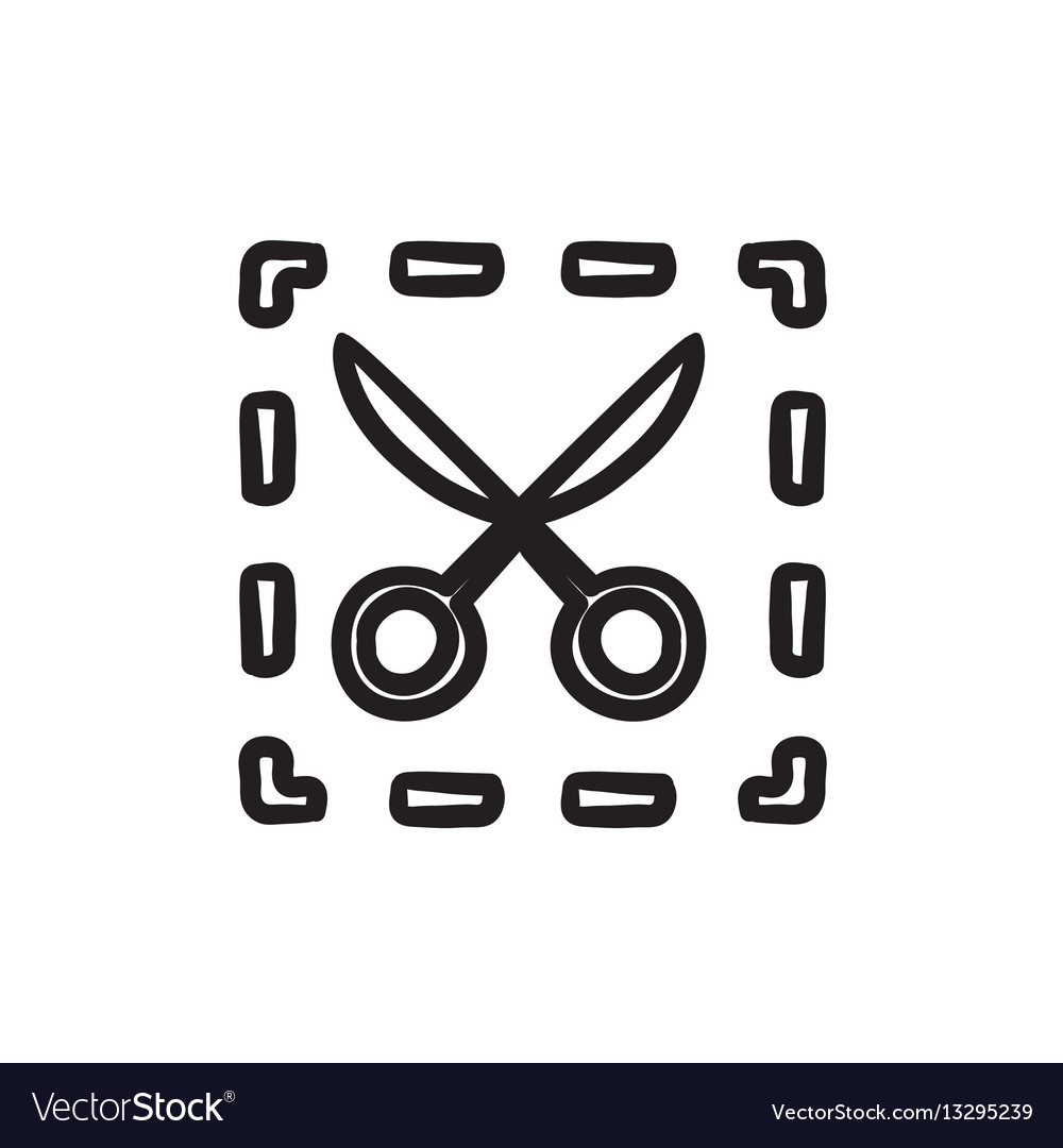 Scissors with dotted lines sketch icon
