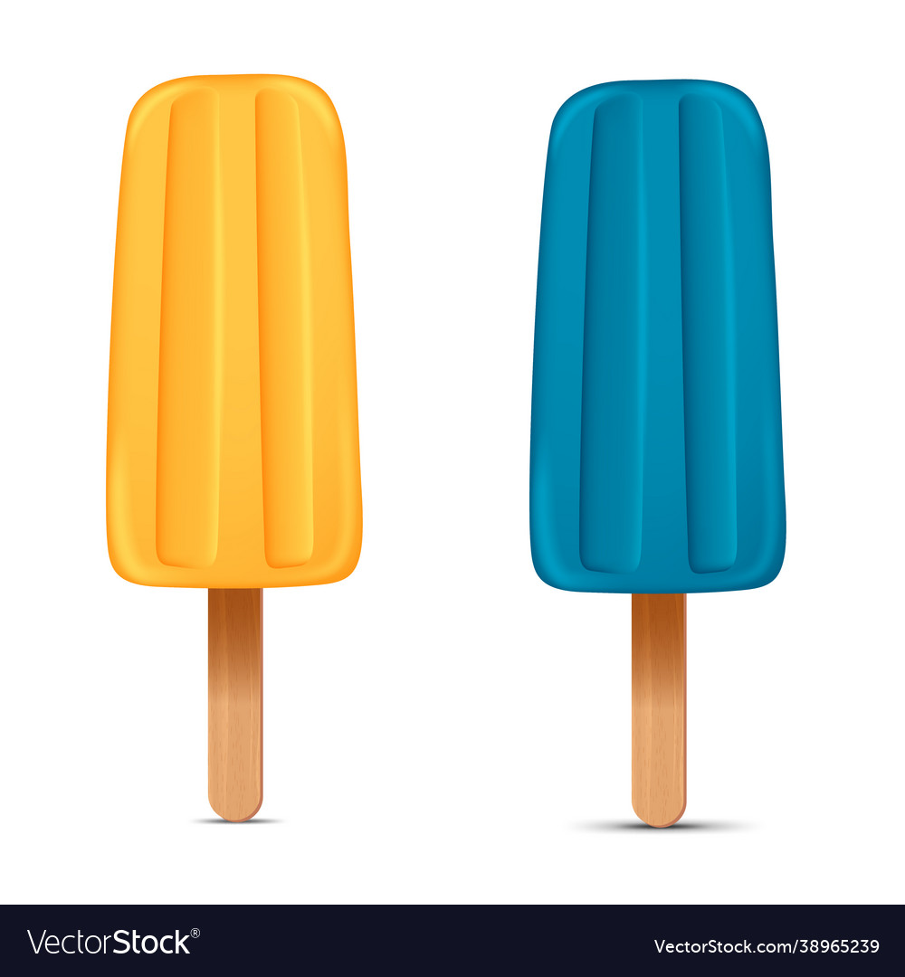 Set bright realistic homemade frozen popsicle