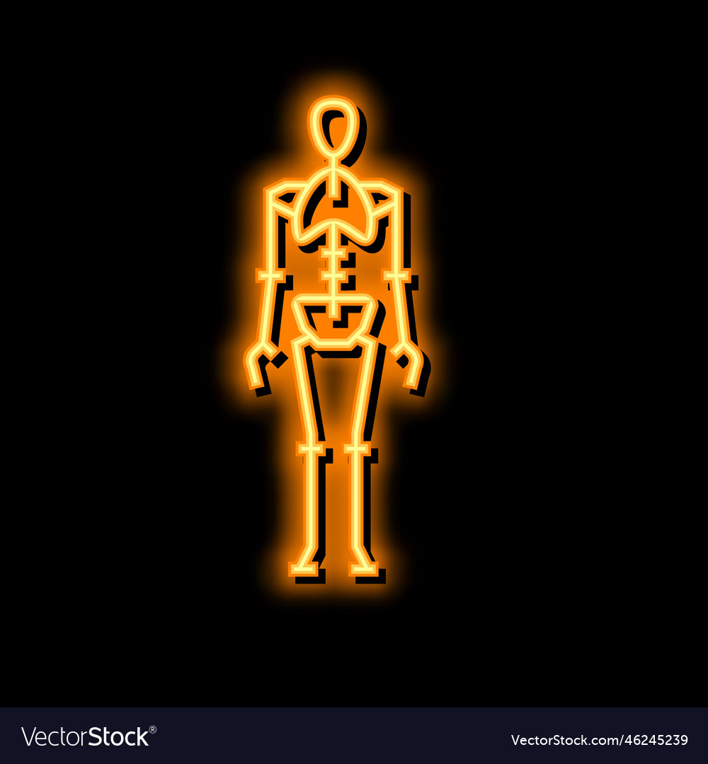 Skeleton bones human neon glow icon