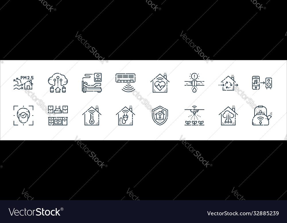 Smarthome line icons linear set quality vector image Smarthome line icons linear set quality