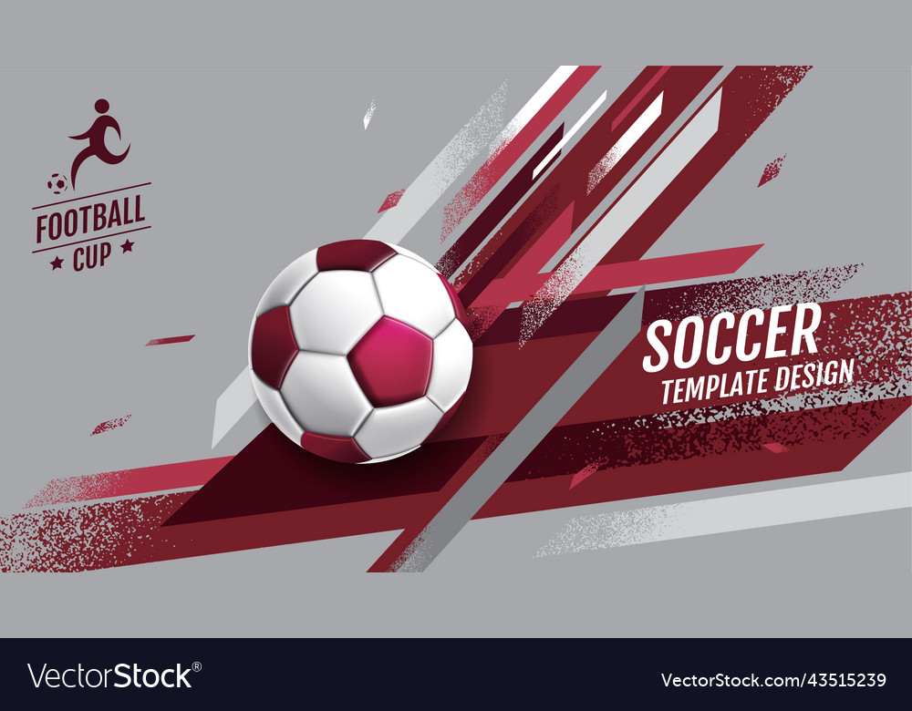Soccer layout template design football purple vector image Soccer layout template design football purple