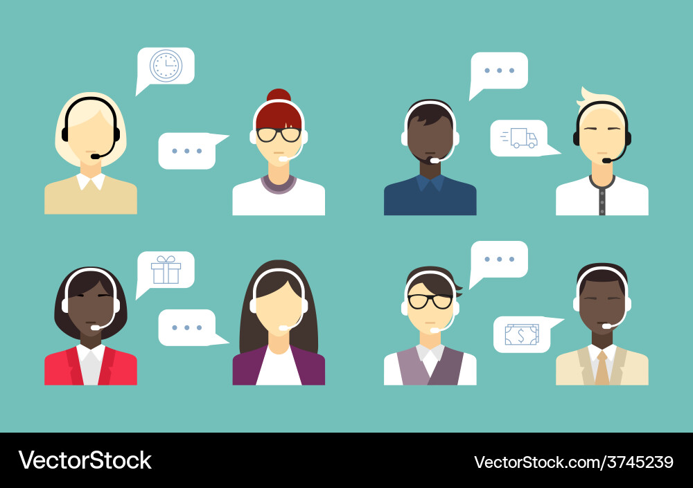Technical support banners set assistant mans Vector Image