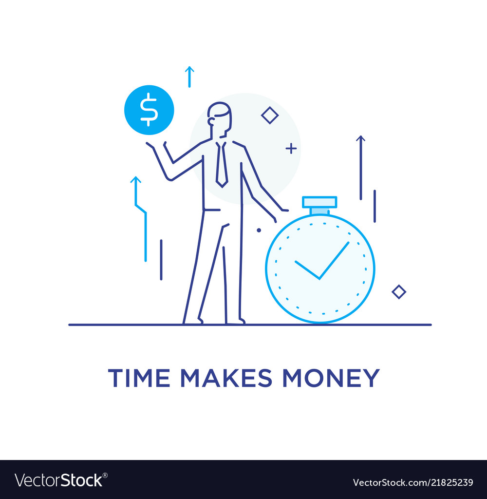 Time is money businessman growth charts line Vector Image