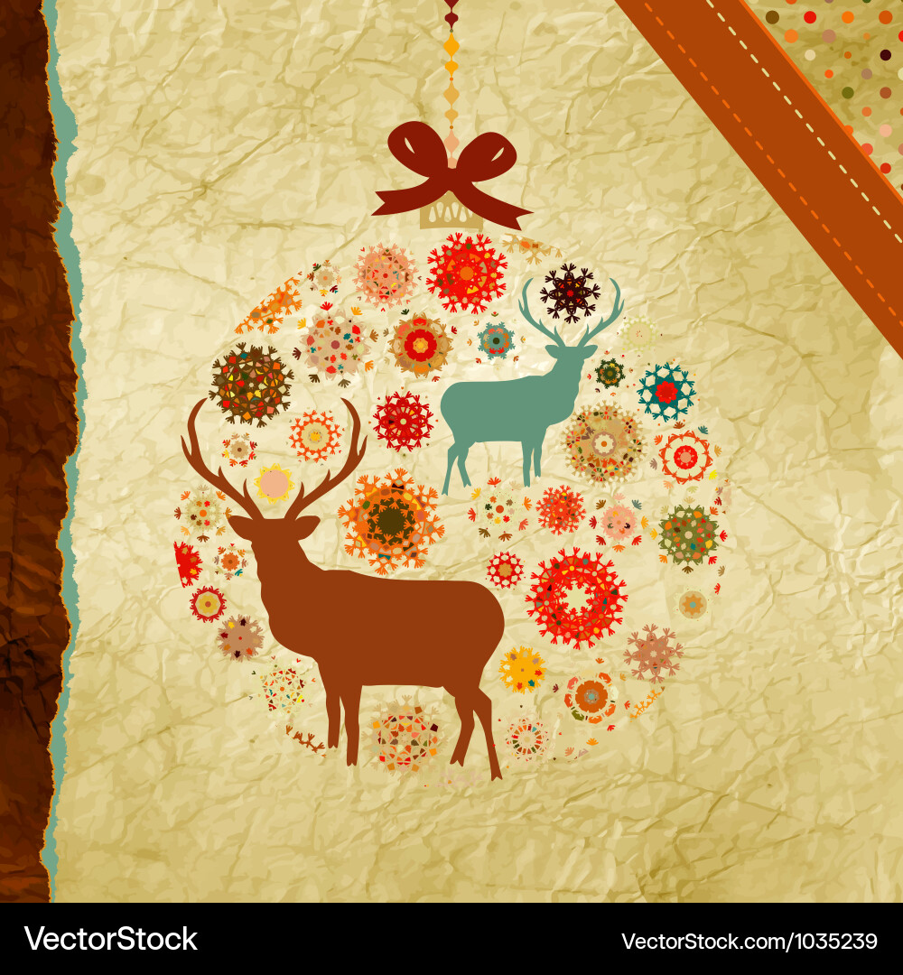 Vintage christmas deer pattern Royalty Free Vector Image