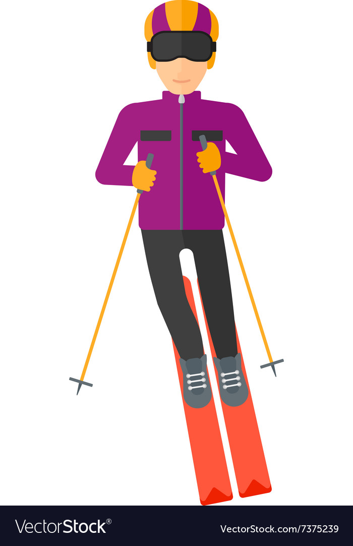 Young man skiing Royalty Free Vector Image - VectorStock