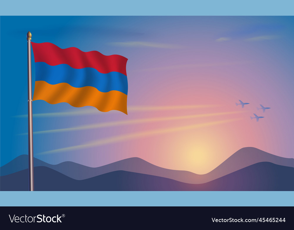 Armenia flag in the morning sun Royalty Free Vector Image