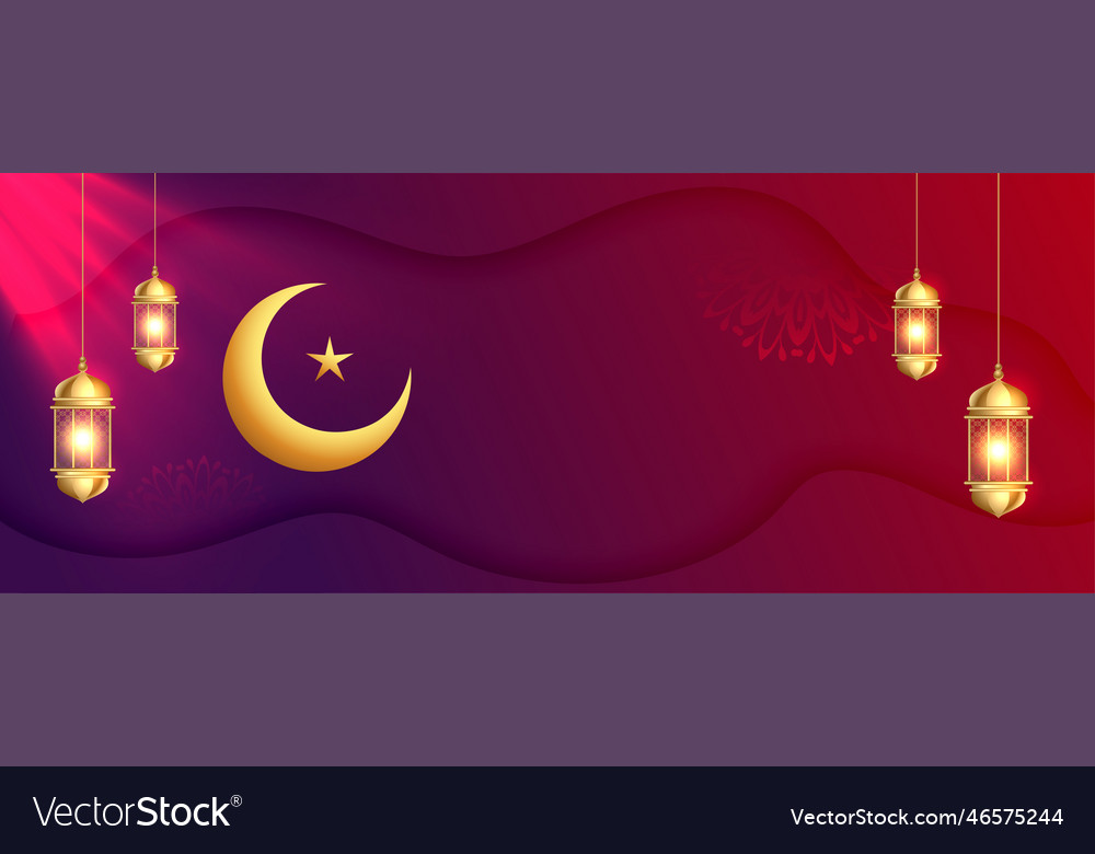 Beautiful eid mubarak festive banner with islamic