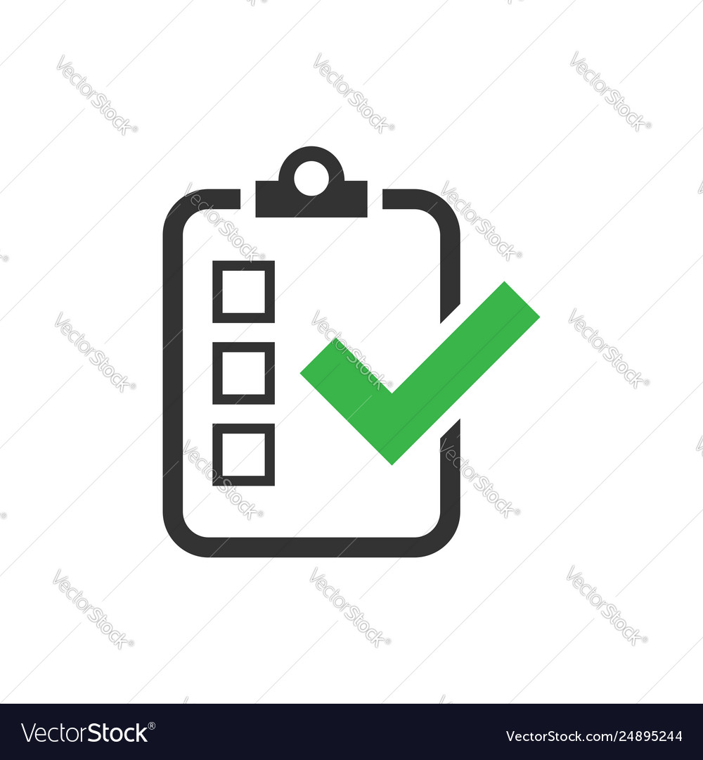 Checklist Document Sign Icon In Flat Style Survey Vector Image