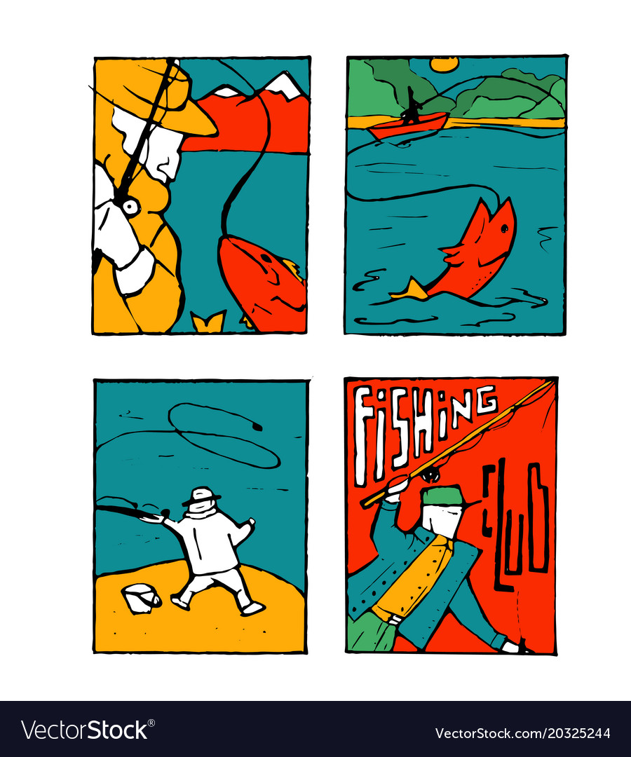 Fishing poster set