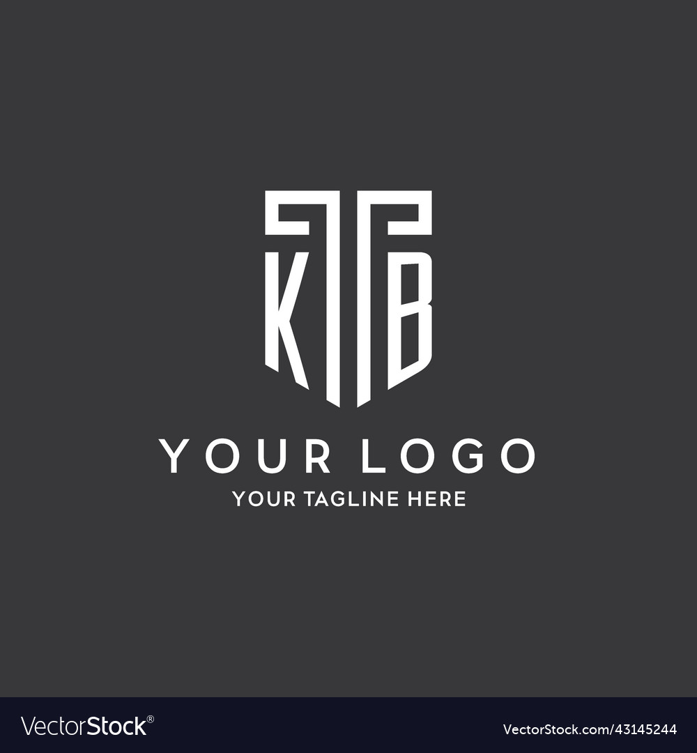 Kb monogram initial name with shield shape icon