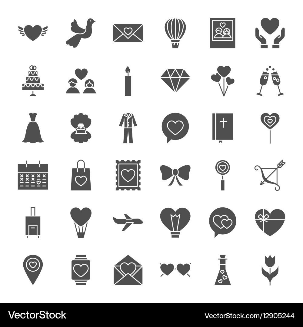 Love heart solid web icons Royalty Free Vector Image