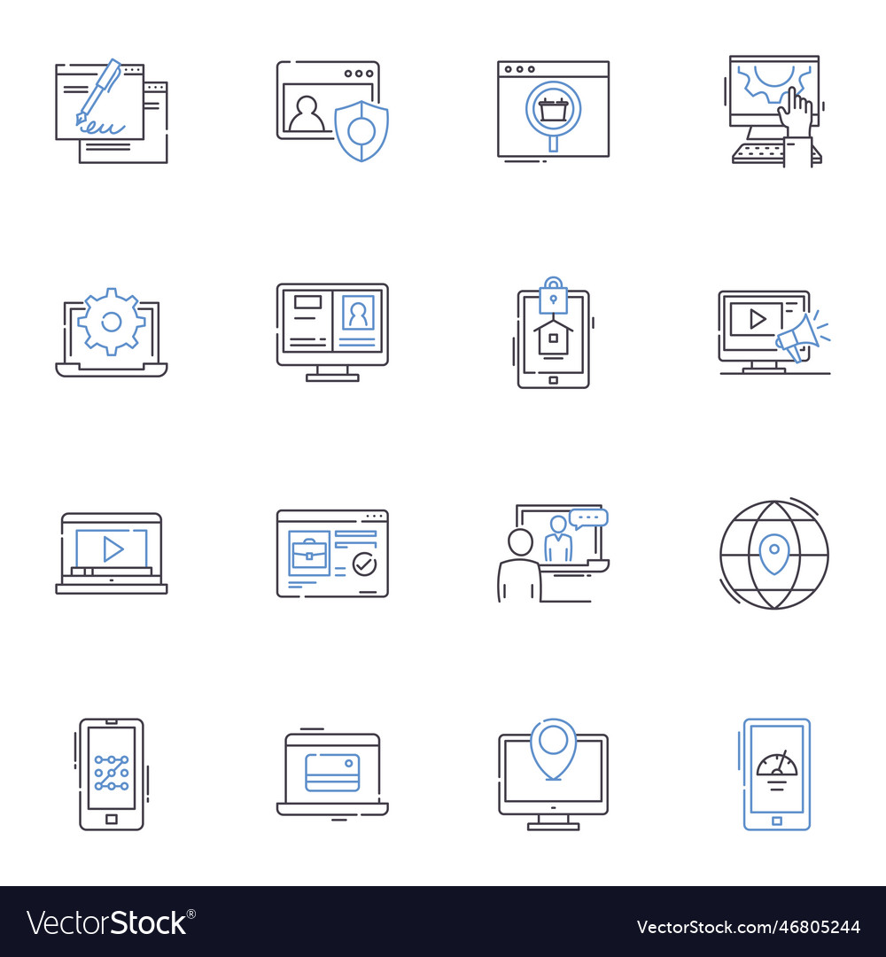 Matrix line icons collection simulation reality Vector Image