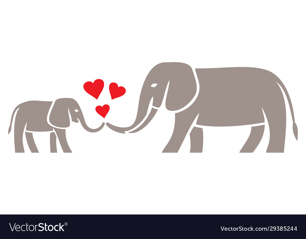 Mom and baby elephant Royalty Free Vector Image