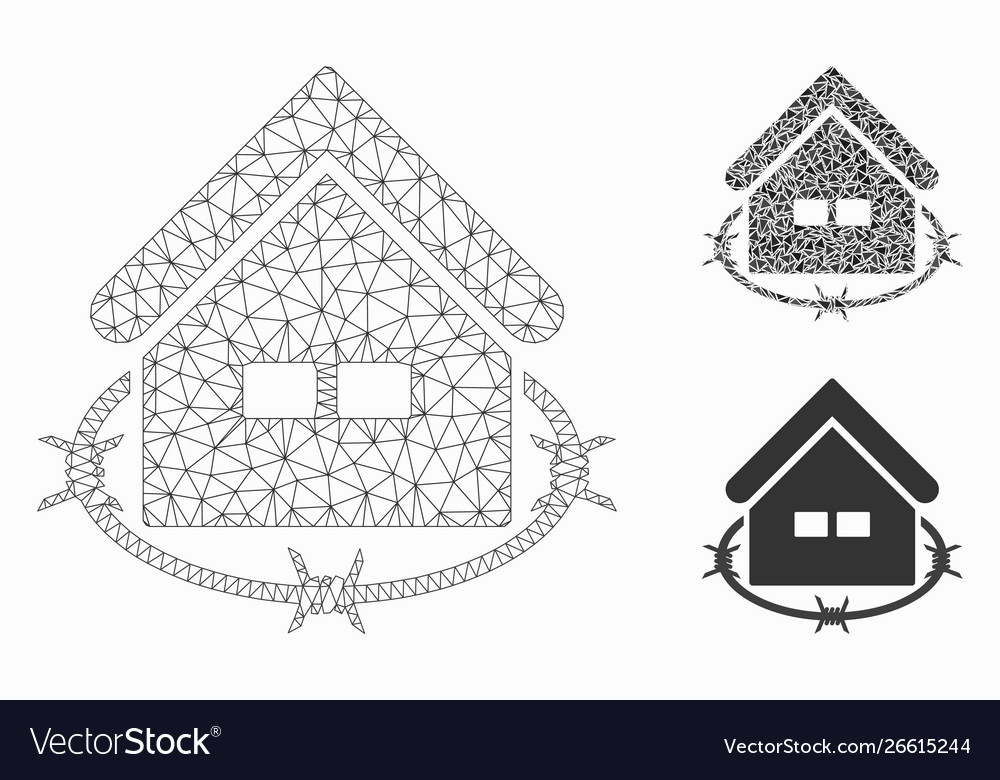 Prison building mesh 2d model and triangle vector image Prison building mesh 2d model and triangle