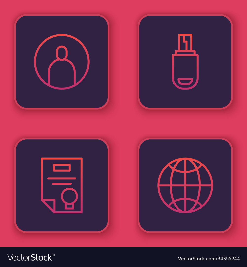Set line create account screen certificate vector image Set line create account screen certificate