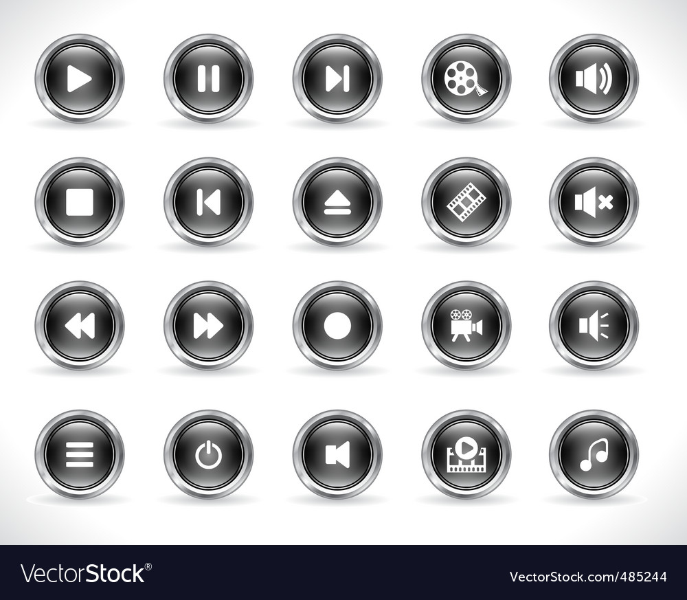 Set of media buttons