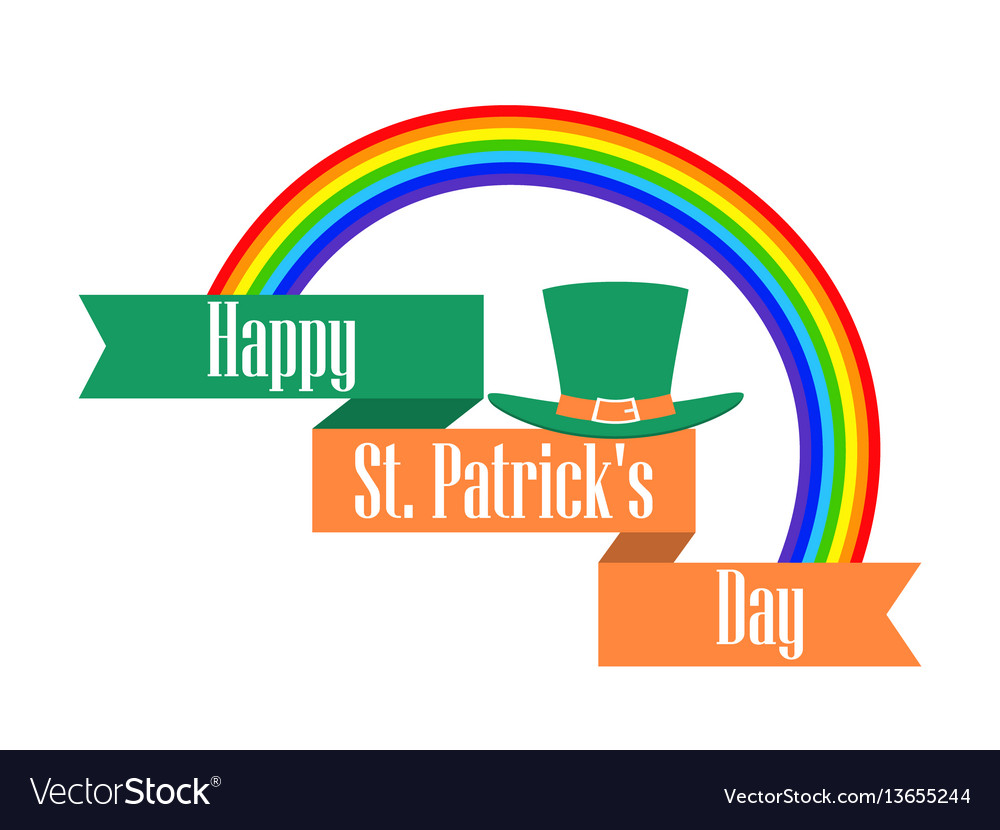 Stpatrick s day rainbow and leprechaun hat Vector Image