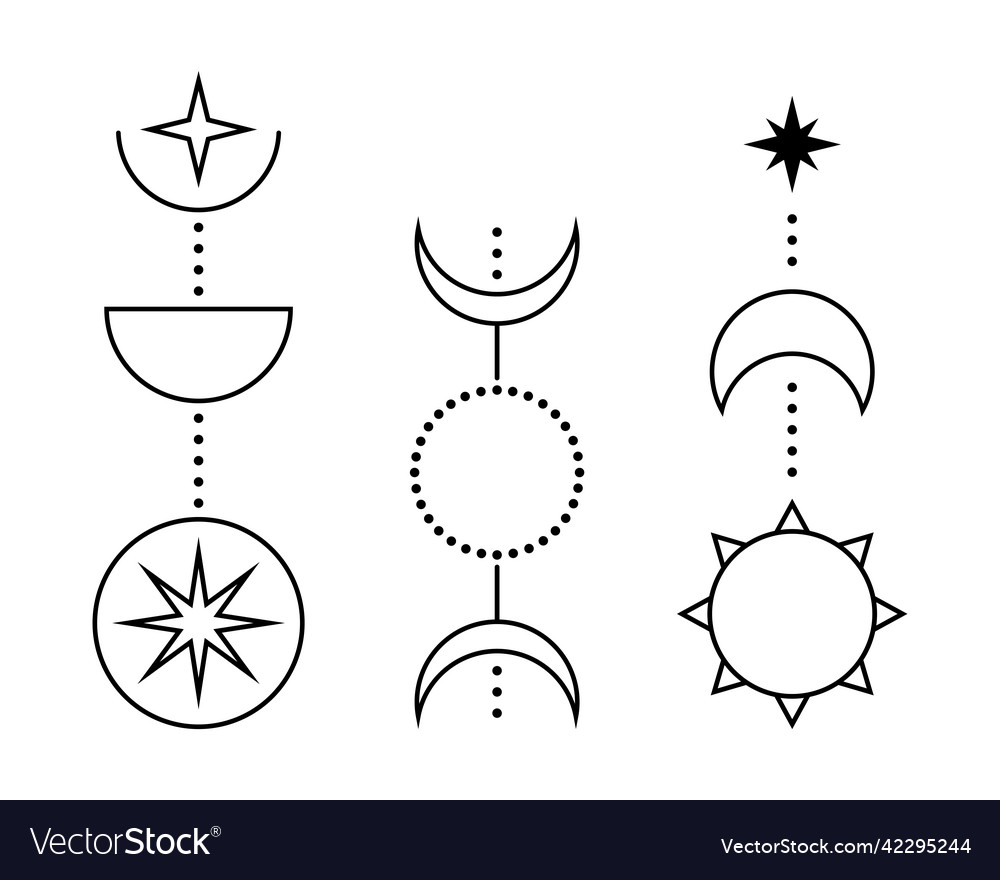 Sun and moon set simple graphic style black