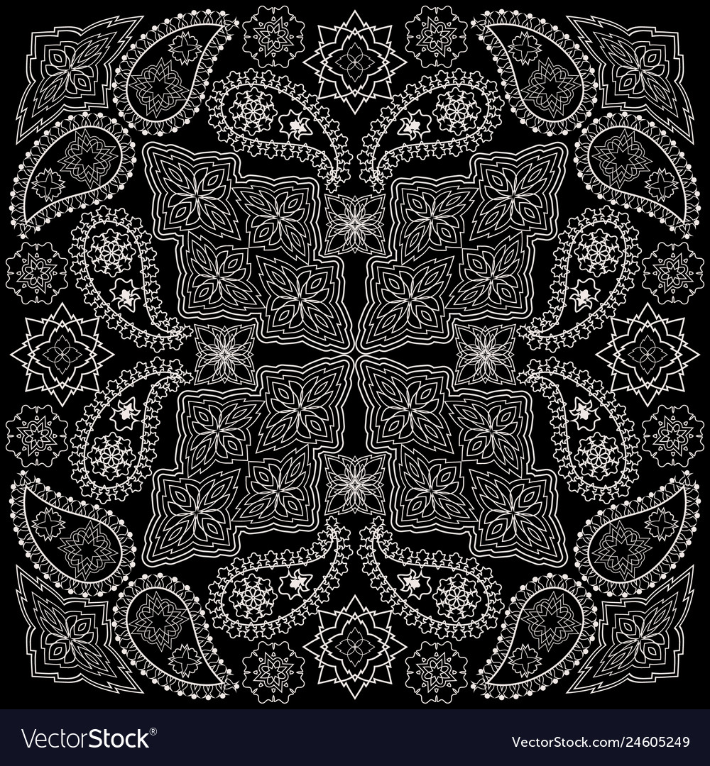 Bandana paisley design- classic print square Vector Image