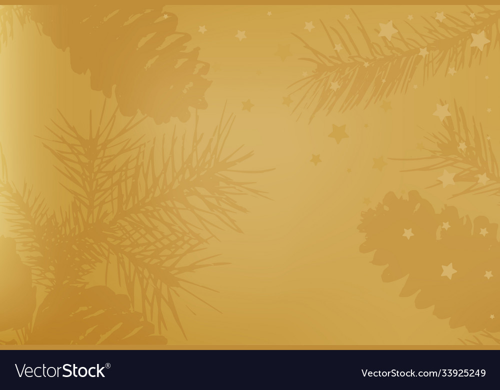 Golden christmas background with fir cone