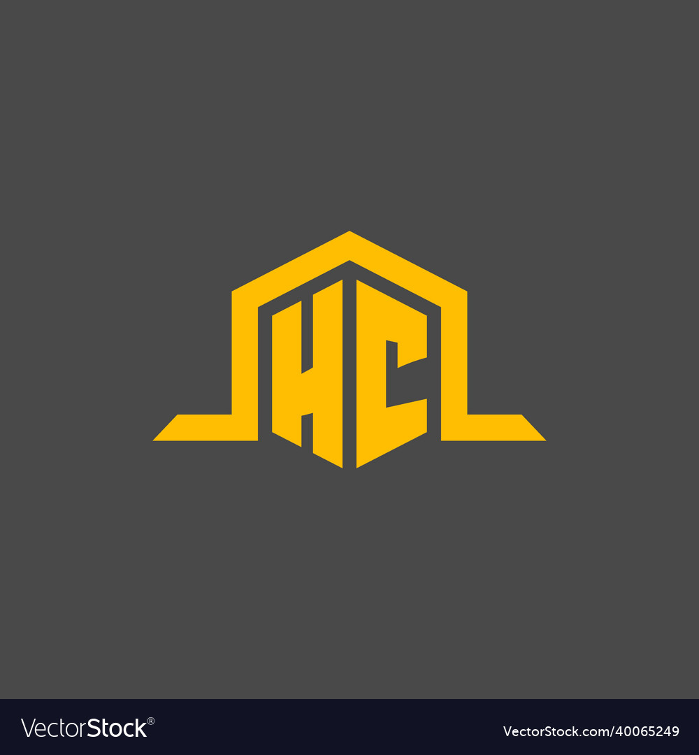 Hc monogram initial logo with hexagon style design