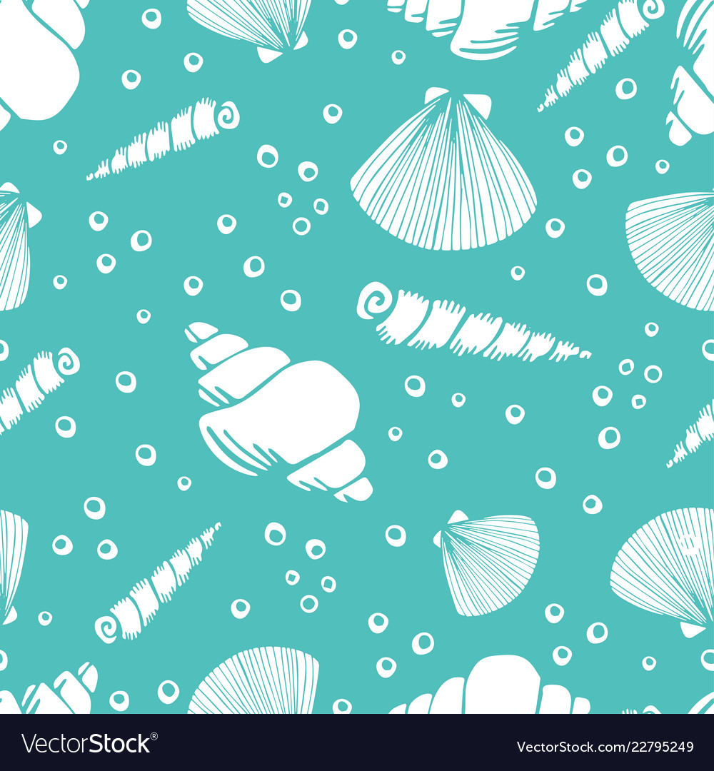 Marine seamless pattern sea life