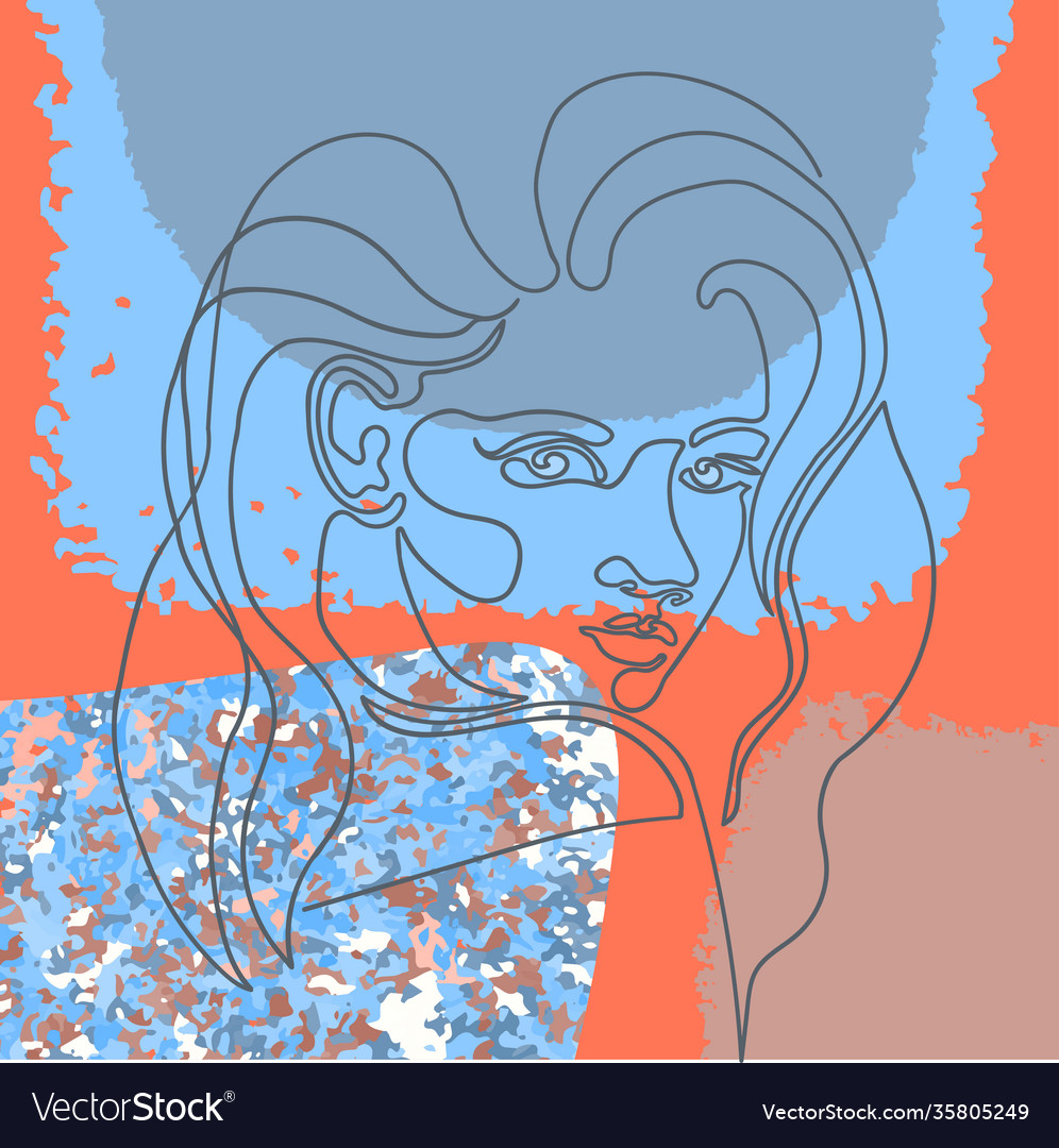 Outline woman on abstract Royalty Free Vector Image