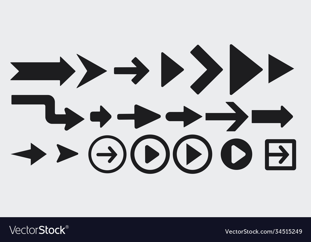 Various arrows play button video player curser