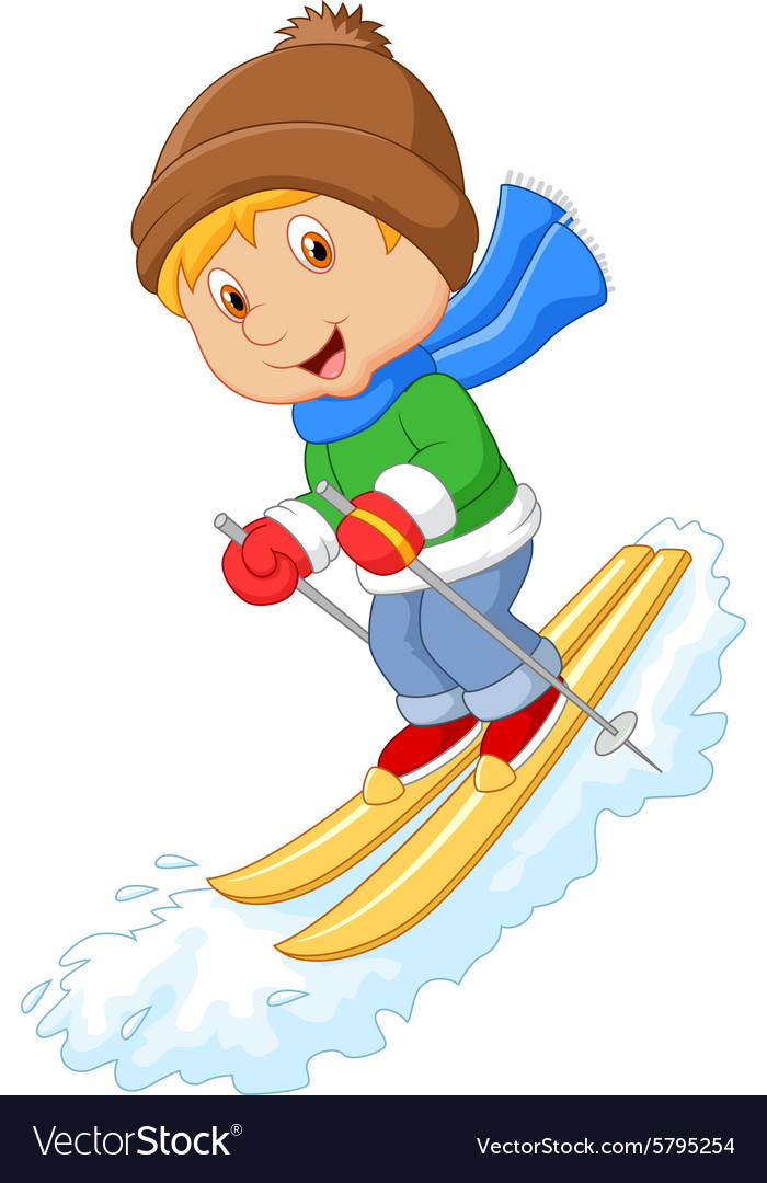 Cartoon alpine skier races extreme hill Royalty Free Vector