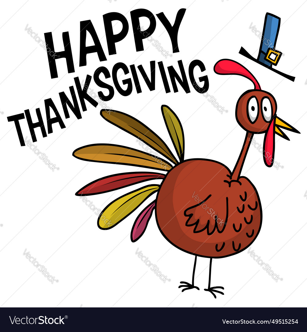 Cartoon Happy Cute Thanksgiving Turkey Bird Vector Image