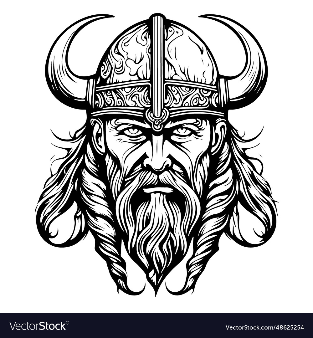 Fantastic lovely viking emblem logo art Royalty Free Vector