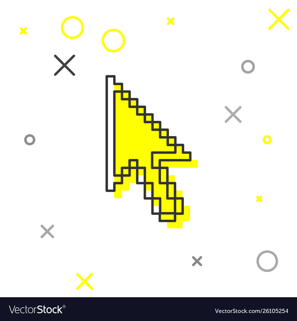 Grey line pixel arrow cursor icon isolated vector image Grey line pixel arrow cursor icon isolated
