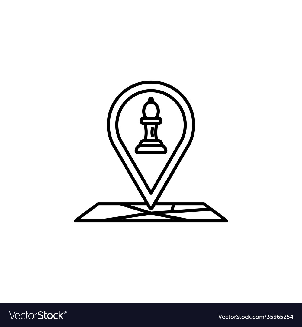 Location chess line icon signs and symbols can